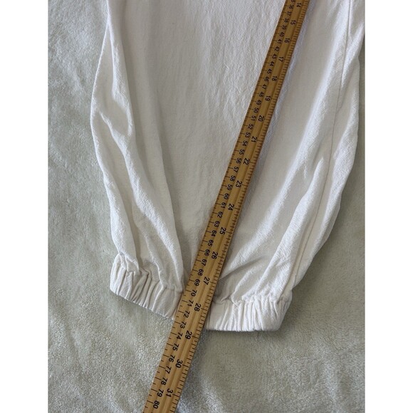 Free People Womens Medium Smocked Jumpsuit Boho Jogger Tie Waist Strappy Relaxed - Picture 12 of 14